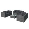 vidaXL Set de muebles de jard&iacute;n 7 pzas y cojines rat&aacute;n sint&eacute;tico gris