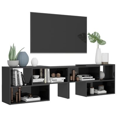 vidaXL Mueble de TV madera contrachapada gris brillante 149x30x52 cm