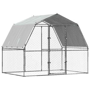 vidaXL Gallinero con techo y puerta acero galvanizado plateado