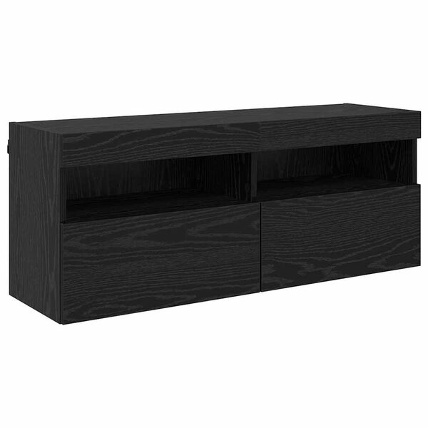 vidaXL Mueble de TV Montado en la Pared Roble Negro 100 x 30 x 40 cm