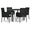 vidaXL Set de muebles jard&iacute;n 5 pzas con cojines rat&aacute;n sint&eacute;tico negro