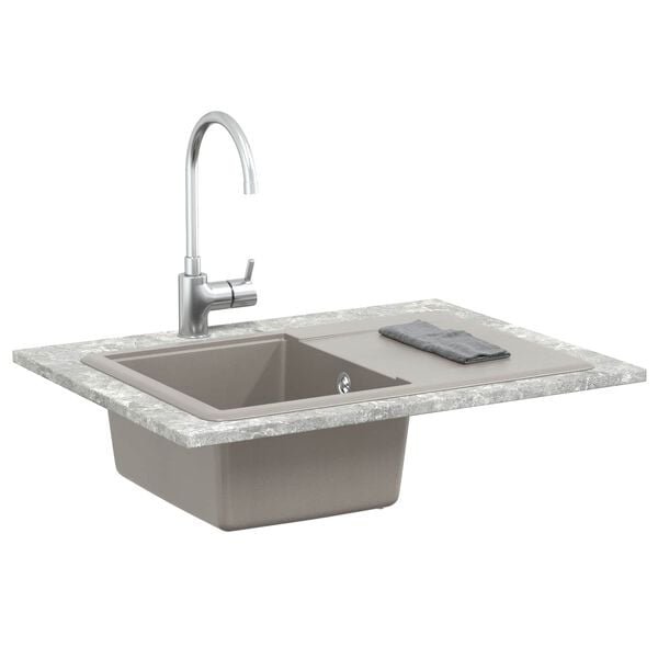 vidaXL Lavabo Gris 670 x 460 mm 80% Cuarzo y 20% Resina