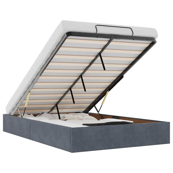 vidaXL Estructura de cama otomana sin colch&oacute;n terciopelo gris oscuro