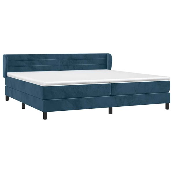 vidaXL Cama box spring con colch&oacute;n terciopelo azul oscuro 200x200 cm