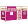 vidaXL Cama alta para ni&ntilde;os con cortinas madera pino rosa 90x190 cm