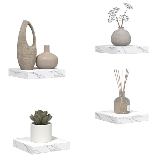 vidaXL Estante de pared 4 pcs M&aacute;rmol 23 x 23,5 x 4 cm