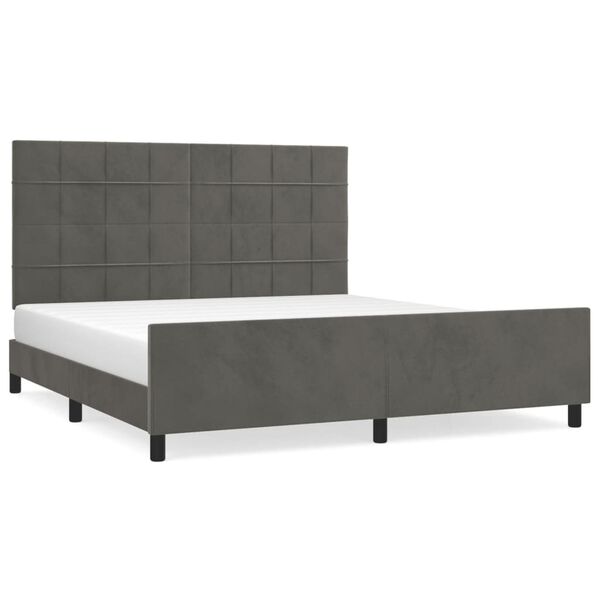 vidaXL Estructura de cama sin colch&oacute;n terciopelo gris oscuro 160x200cm