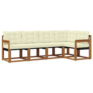 vidaXL Conjunto de sof&aacute;s de exterior con coj&iacute;n 5 pcs Natural y Crema