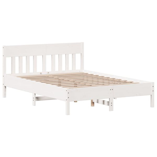 vidaXL Estructura de cama sin colch&oacute;n madera de pino blanca 150x200 cm