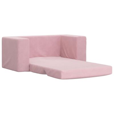 vidaXL Sofá cama para niños de 2 plazas felpa suave rosa