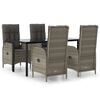 vidaXL Set comedor jard&iacute;n 5 pzas y cojines rat&aacute;n sint&eacute;tico negro gris