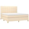 vidaXL Cama box spring colch&oacute;n y luces LED tela crema 180x200 cm
