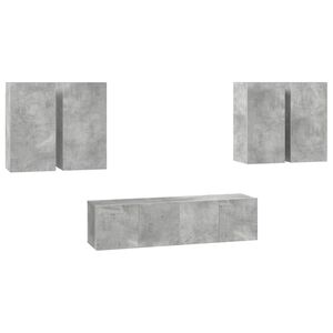 vidaXL Set muebles de sal&oacute;n TV 6 pzas madera ingenier&iacute;a gris hormig&oacute;n