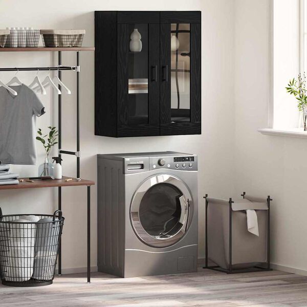 vidaXL Aparador Roble Negro 69,5 x 34 x 90 cm Madera de ingenier&iacute;a