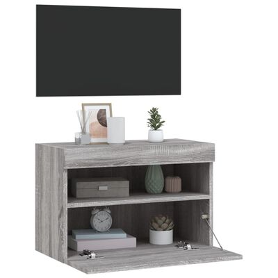 vidaXL Mueble de TV de pared con luces LED gris Sonoma 60x30x40 cm