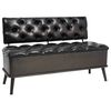 vidaXL Banco de almacenaje con respaldo cuero sint&eacute;tico negro 110 cm