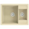 vidaXL Fregadero de cocina doble seno con rebosadero granito beige