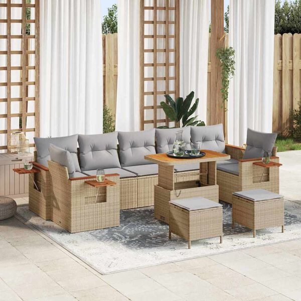 vidaXL Conjunto de sof&aacute;s de jard&iacute;n con coj&iacute;n 13 pcs Beige y Gris Claro