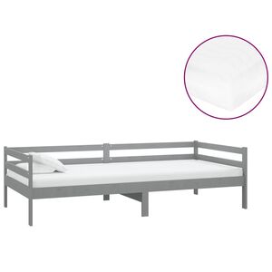 vidaXL Sof&aacute; cama con colch&oacute;n madera de pino maciza gris 90x200 cm