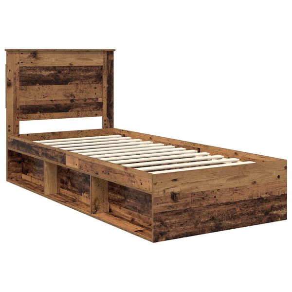 vidaXL Estructura de cama con cabecera Madera vieja 90 x 200 cm