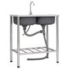 vidaXL Fregadero de camping doble seno y grifo acero inoxidable