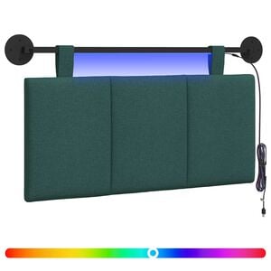 vidaXL Cabecero colgante Con luz LED Verde oscuro Tela