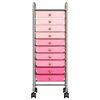 vidaXL Carrito de almacenaje port&aacute;til 10 cajones pl&aacute;stico ombre rosa