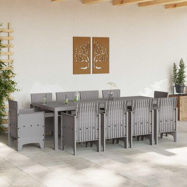 vidaXL Conjunto de Comedor de Jard&iacute;n 11 pcs Gris Claro Polipropileno