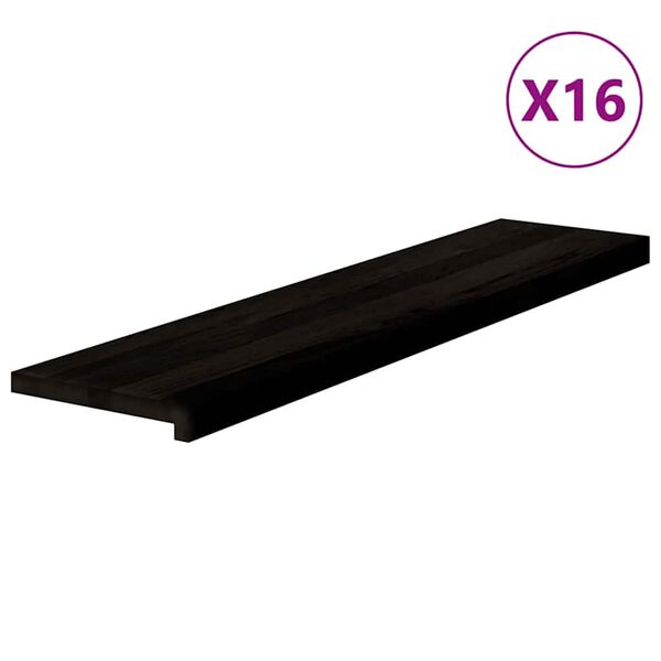 vidaXL Pelda&ntilde;os de escalera 16 uds madera maciza roble marr&oacute;n oscuro