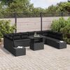 vidaXL Conjunto de sofá de jardín 11 pcs Negro Poliratán