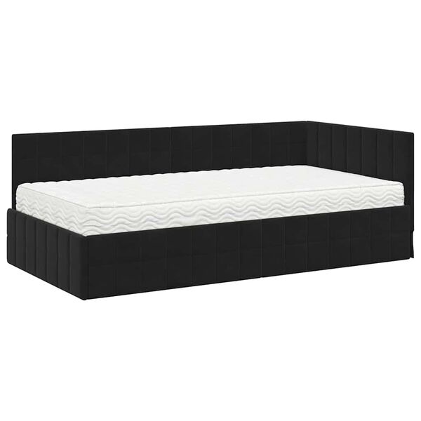 vidaXL Estructura de Cama Esquina con Colch&oacute;n 2 pcs Negro Terciopelo