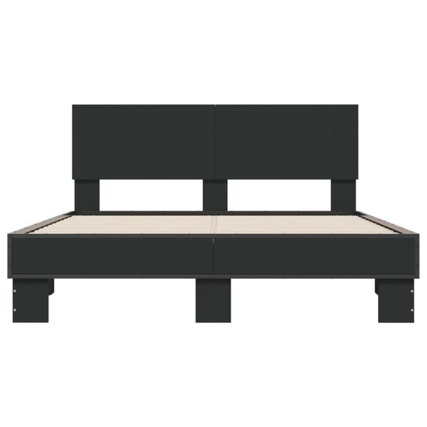 vidaXL Estructura de cama madera de ingenier&iacute;a y metal negro 140x190cm