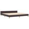 vidaXL Estructura de cama con cabecera Marr&oacute;n oscuro 200 x 200 cm tela