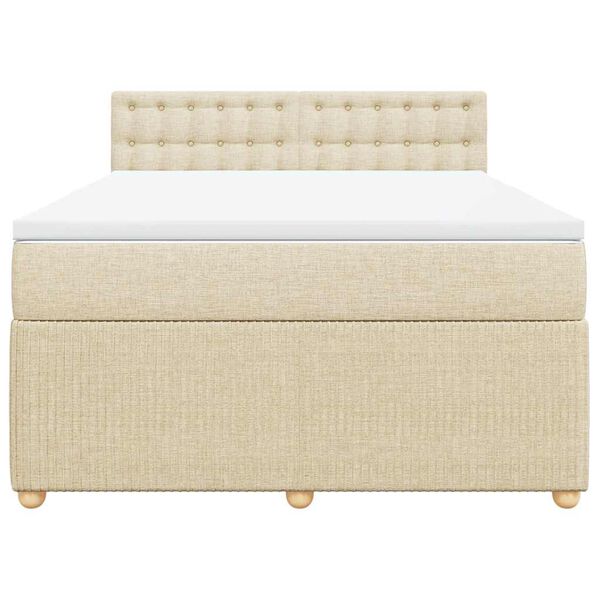 vidaXL Cama box spring con colch&oacute;n tela color crema 160x200 cm