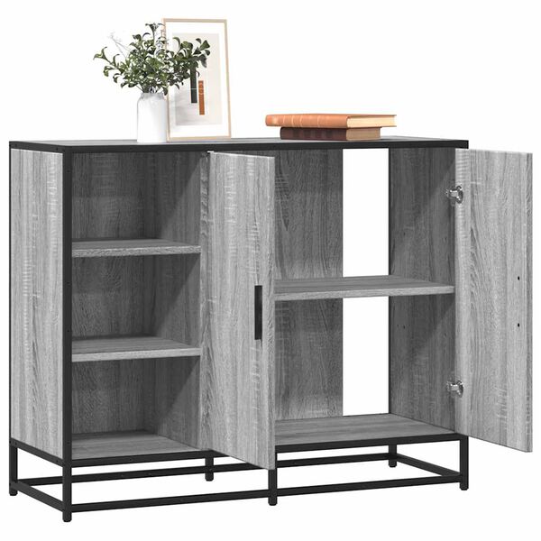 vidaXL Aparador de madera de ingenier&iacute;a gris Sonoma 92x35x76 cm