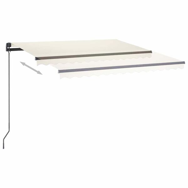 vidaXL Toldo manual retr&aacute;ctil con LED color crema 3,5x2,5 m