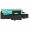 vidaXL Conjunto de sof&aacute;s de jard&iacute;n 6 uds. Negro y Verde Azulado