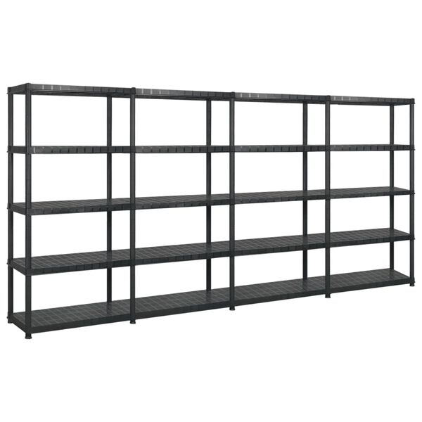 vidaXL Estanterías de almacenaje 5 niveles plástico negro 340x40x185cm