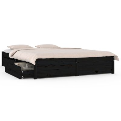 vidaXL Estructura de cama con cajones negro 120x200 cm