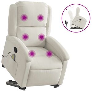 vidaXL Sill&oacute;n reclinable de masaje elevable terciopelo crema