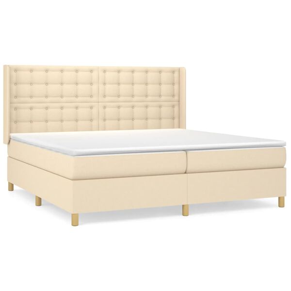 vidaXL Cama box spring con colch&oacute;n tela color crema 200x200 cm