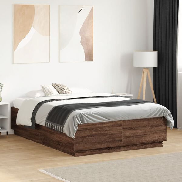 vidaXL Estructura de cama madera de ingenier&iacute;a marr&oacute;n roble 120x190 cm