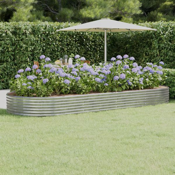 vidaXL Jardinera arriate acero galvanizado plata 373x140x36 cm