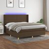 vidaXL Cama box spring colch&oacute;n luces LED tela marr&oacute;n oscuro 160x200cm