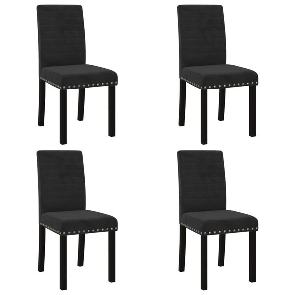 vidaXL Sillas de comedor 4 unidades terciopelo negro