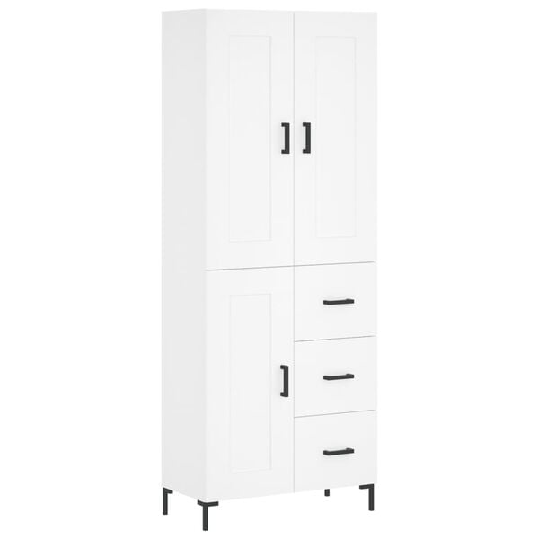 vidaXL Aparador alto madera contrachapada blanco 69,5x34x180 cm