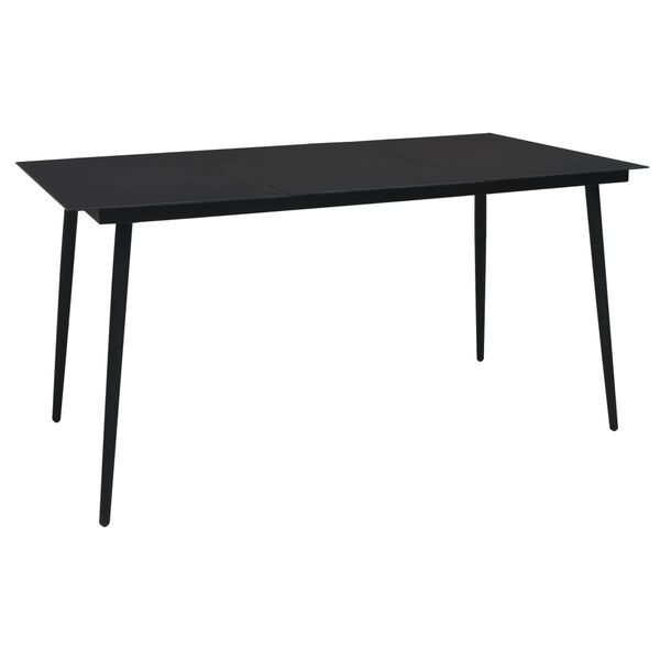 vidaXL Mesa de comedor de jardín acero y vidrio negra 150x80x74 cm