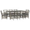 vidaXL Juego de comedor para exteriores 9 uds. Gris rat&aacute;n sint&eacute;tico
