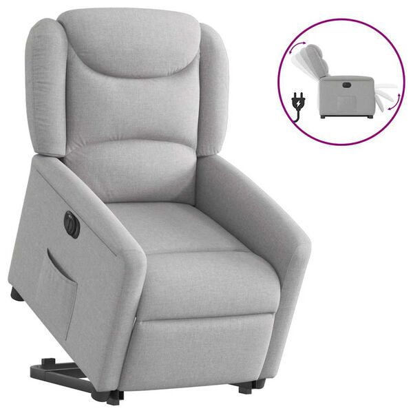 vidaXL Sill&oacute;n el&eacute;ctrico reclinable elevable de tela gris nube