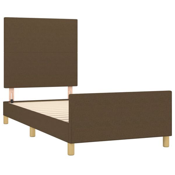 vidaXL Estructura de cama sin colch&oacute;n tela marr&oacute;n oscuro 100x200 cm